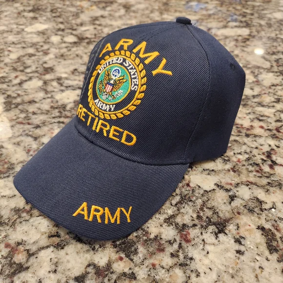 TOP HEADWEAR Mens Retired Military Veteran Hat - Adjustable Hook & Loop Baseball - Picture 2 of 6